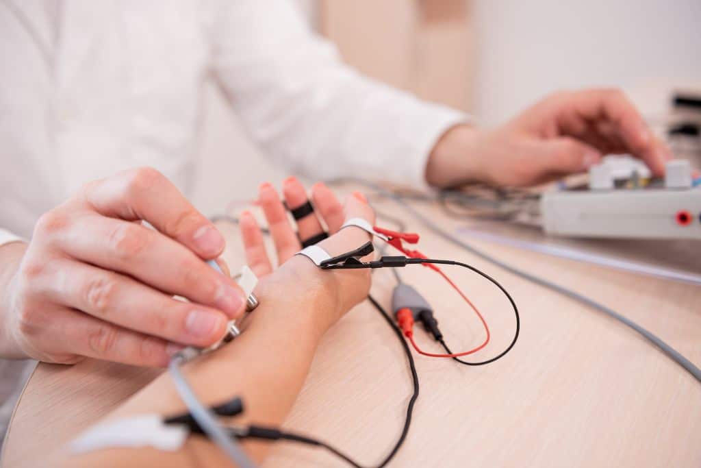 What is an EMG test used to diagnose